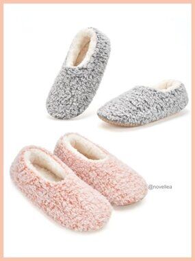 Fuzzy Sherpa Lined Slipper Socks Non Slip Gripper Dots Indoor
